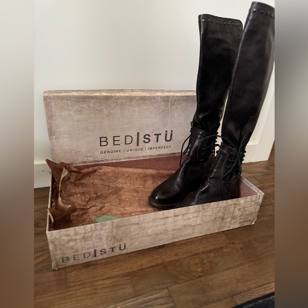 BED|STU Dark Leather Lace-Up Boots